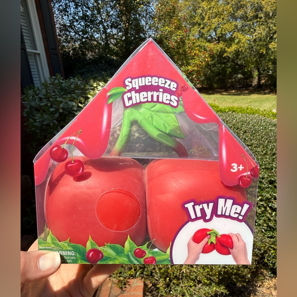 Sunny Days Squeeze Cherries Squishy toy.
TikTok favorite!